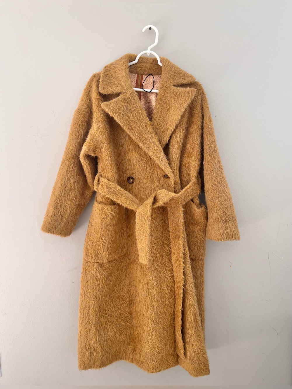 NWT Ulla Johnson Rosetta Alpaca Wool Reversible Belted Faux Fur Coat Size Petite - Picture 2 of 9